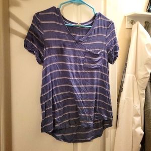 PINK ROSE blue striped shirt with front pocket